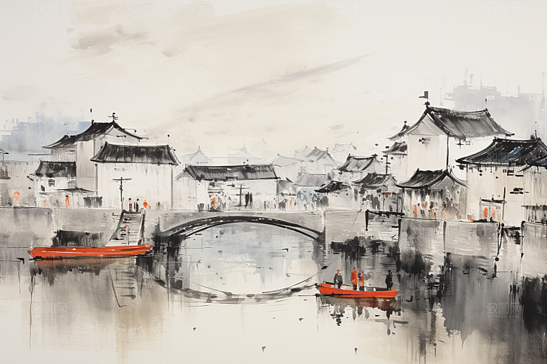 水墨江南中式中国风插画