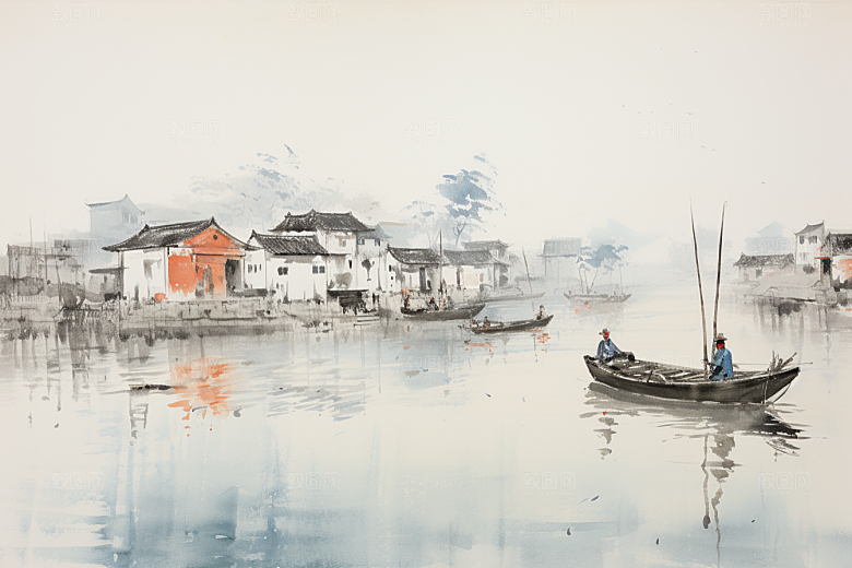 水墨江南中国风中式插画