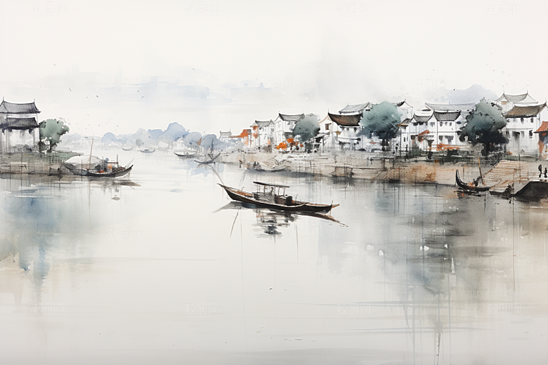 水墨江南手绘中国风插画