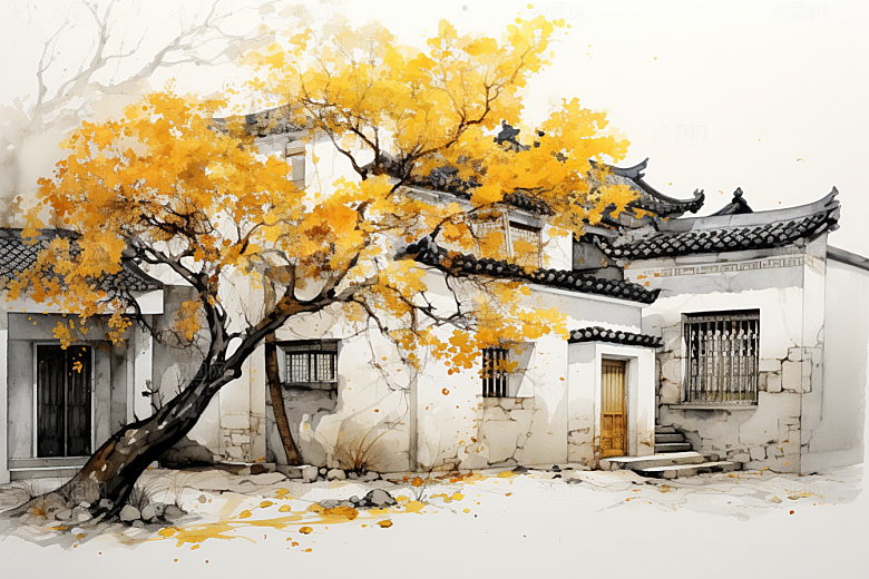 水墨江南中国风手绘插画