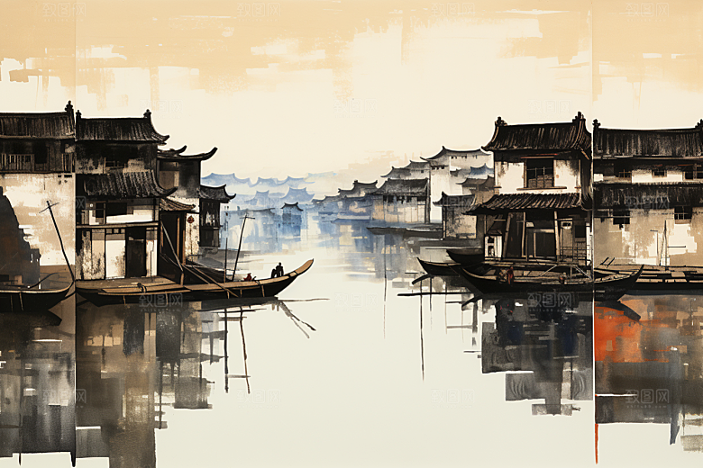 水墨江南中国风手绘插画