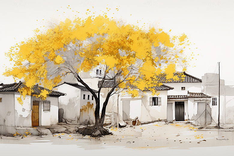 水墨江南中国风晕染插画