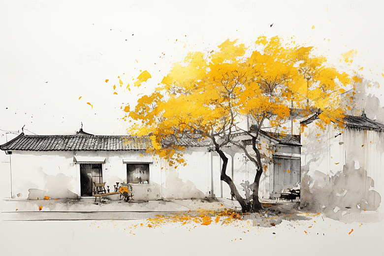 水墨江南中国风手绘插画