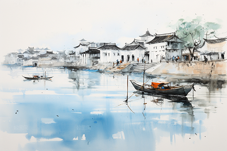 水墨江南中国风中式插画