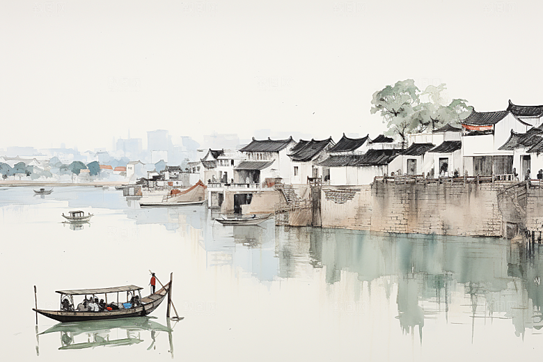 水墨江南中式中国风插画