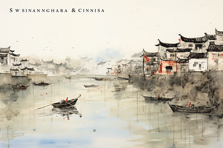 水墨江南手绘中国风插画