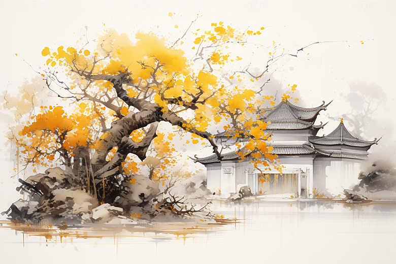 水墨江南手绘水乡插画
