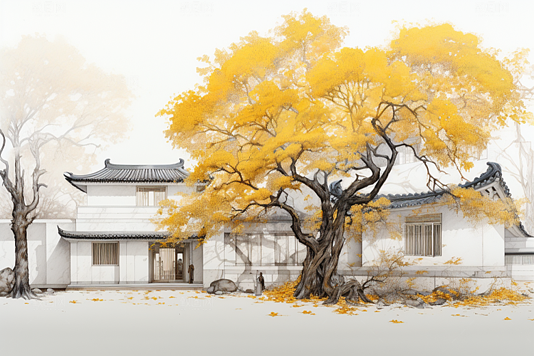 水墨江南中国风手绘插画