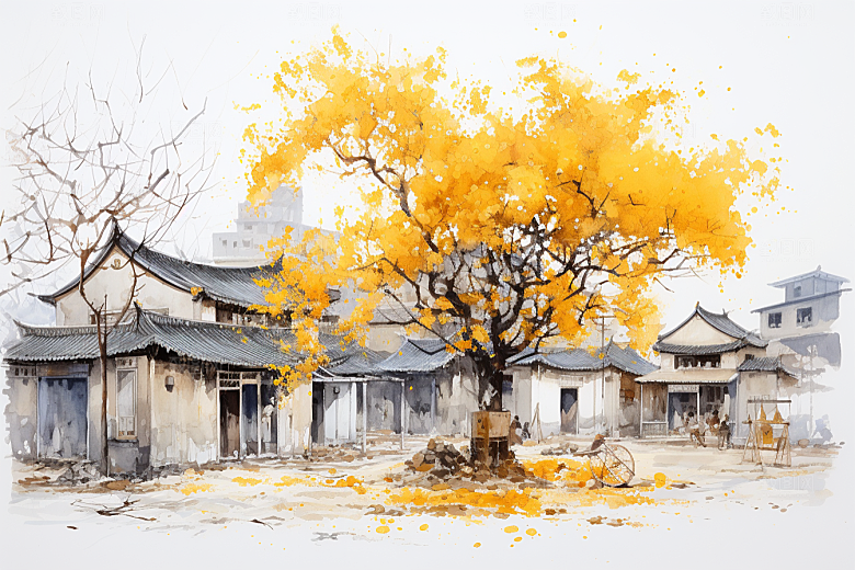 水墨江南手绘水乡插画