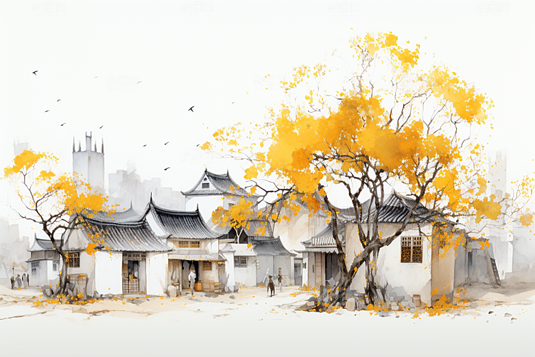 水墨江南中国风中式插画
