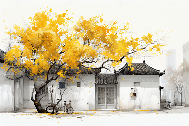 水墨江南手绘中国风插画