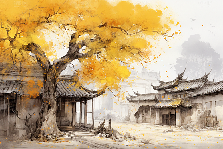 水墨江南手绘中国风插画