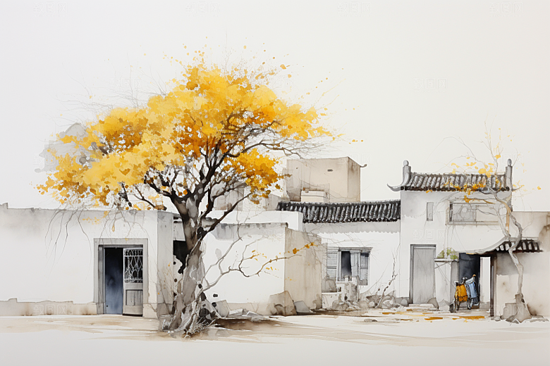 水墨江南中国风手绘插画