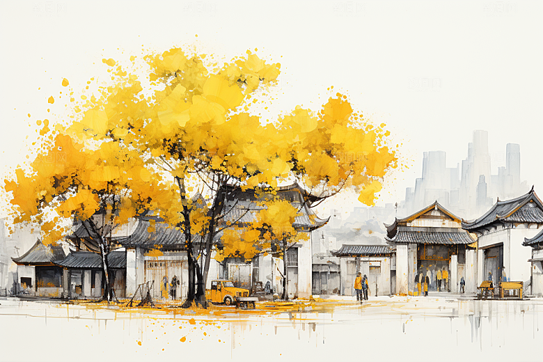水墨江南中国风中式插画