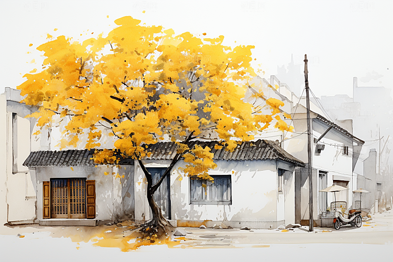 水墨江南中国风手绘插画