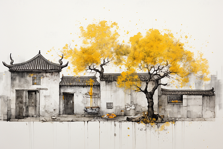 水墨江南手绘中国风插画