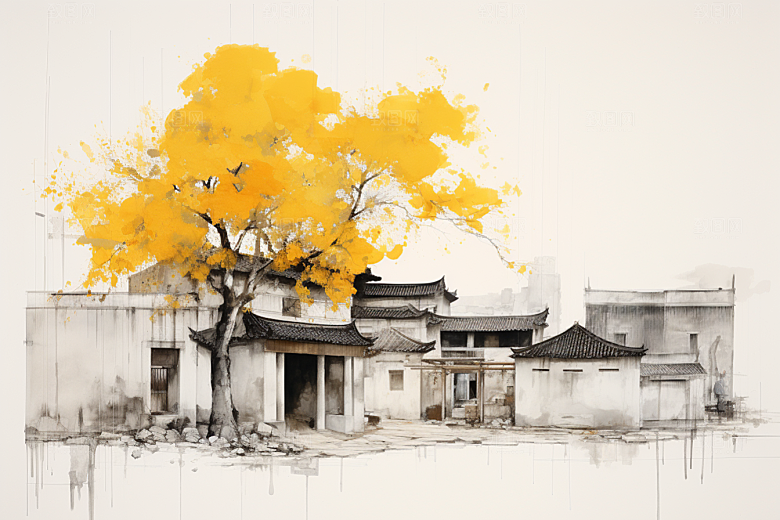 水墨江南中式中国风插画
