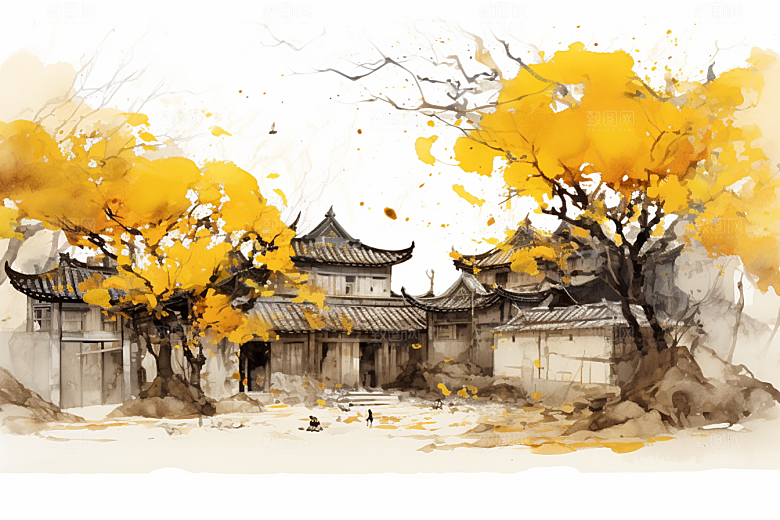 水墨江南中国风手绘插画