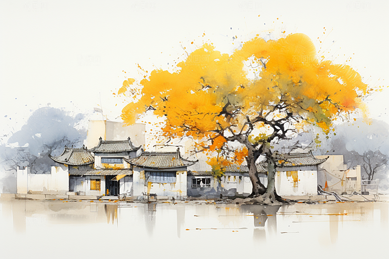 水墨江南中国风手绘插画