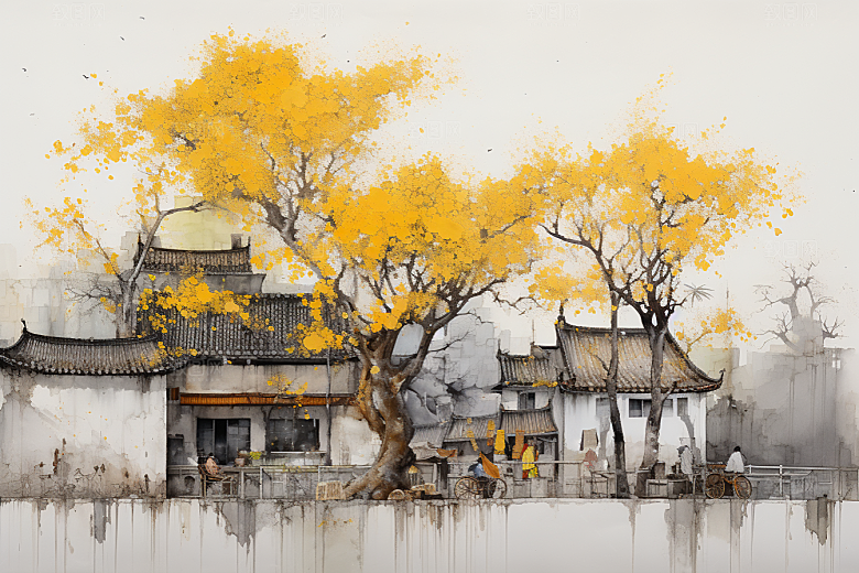 水墨江南手绘中国风插画
