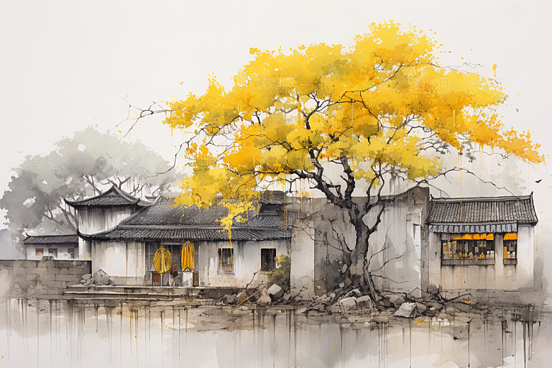 水墨江南中国风中式插画