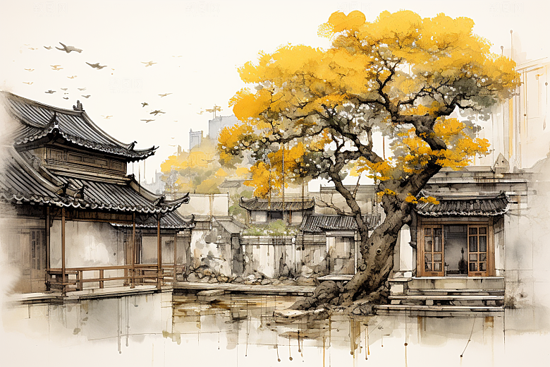 水墨江南中式中国风插画