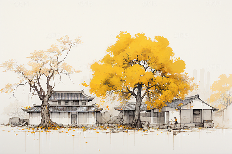 水墨江南中国风中式插画