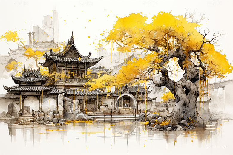 水墨江南中式中国风插画