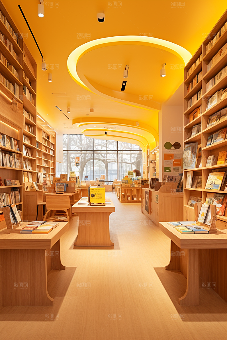 书店书架家居藏书室素材