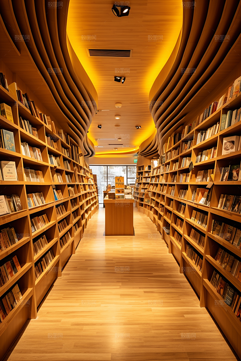 书店书架家居复古素材