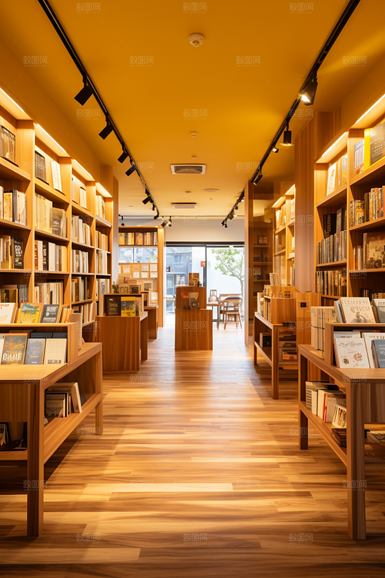 书店书架复古室内素材