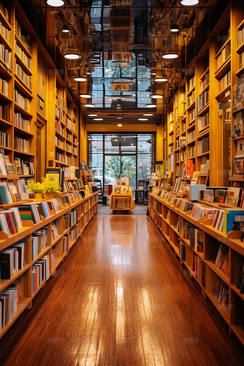 书店书架家居藏书室素材