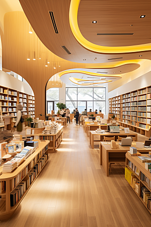 书店书架复古大气素材
