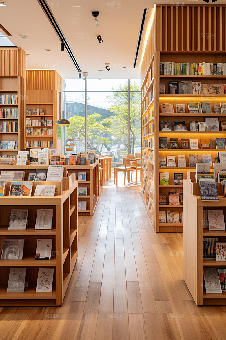 书店书架高清藏书室素材