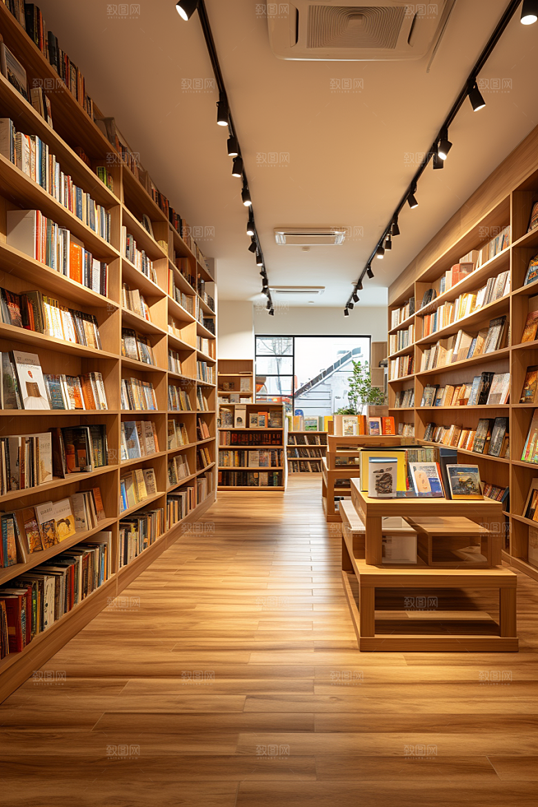 书店书架高清藏书室素材