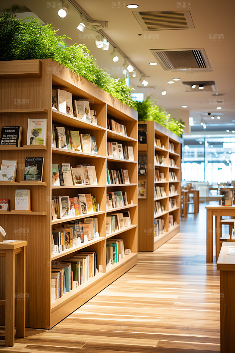 书店书架藏书室复古素材