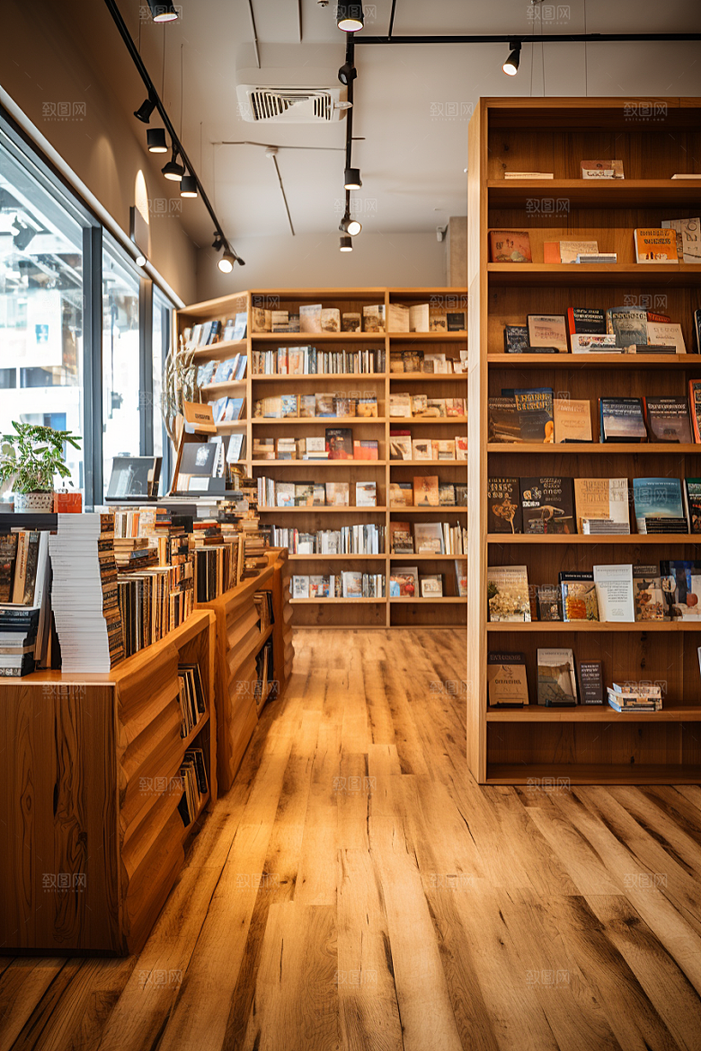 书店书架家居复古素材