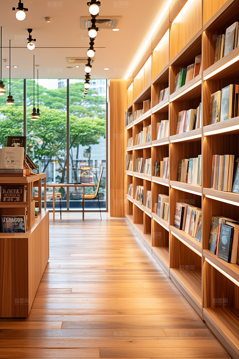书店书架高清藏书室素材