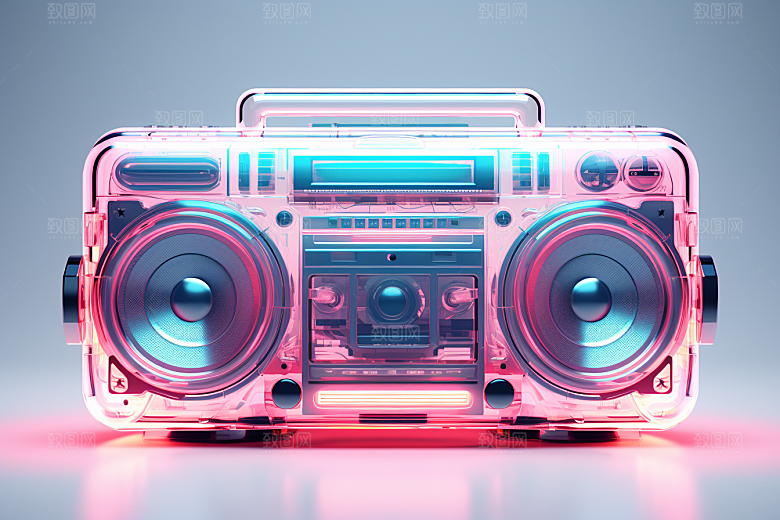 透明光效收音机透明塑料录音机模型