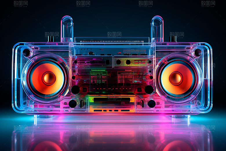 透明光效收音机音箱录音机模型