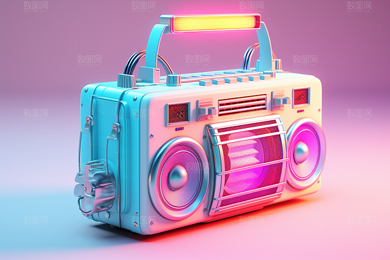 透明光效收音机音乐节高清模型