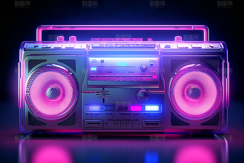 透明光效收音机音乐节音响模型