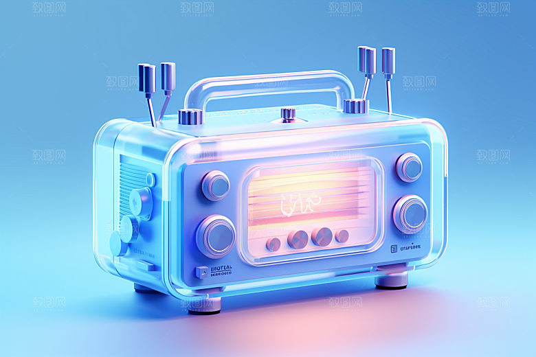 透明光效收音机音响音乐节模型