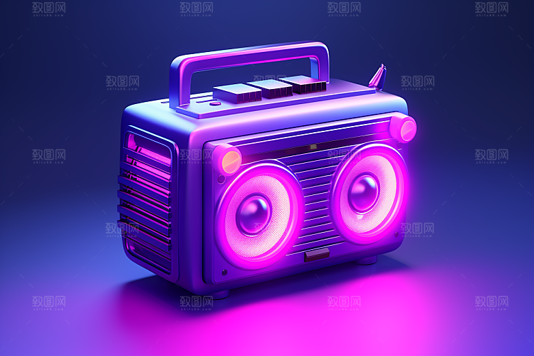 透明光效收音机音响音乐节模型