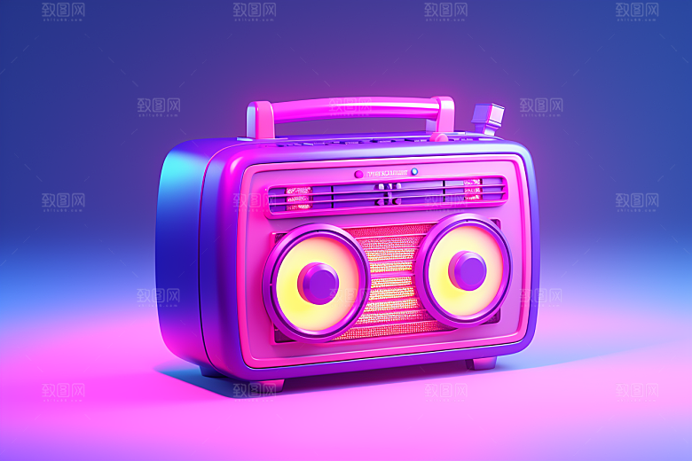 透明光效收音机玻璃音箱模型