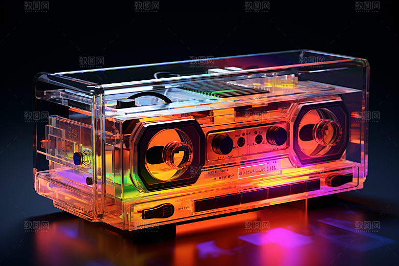 透明光效收音机音乐节玻璃模型