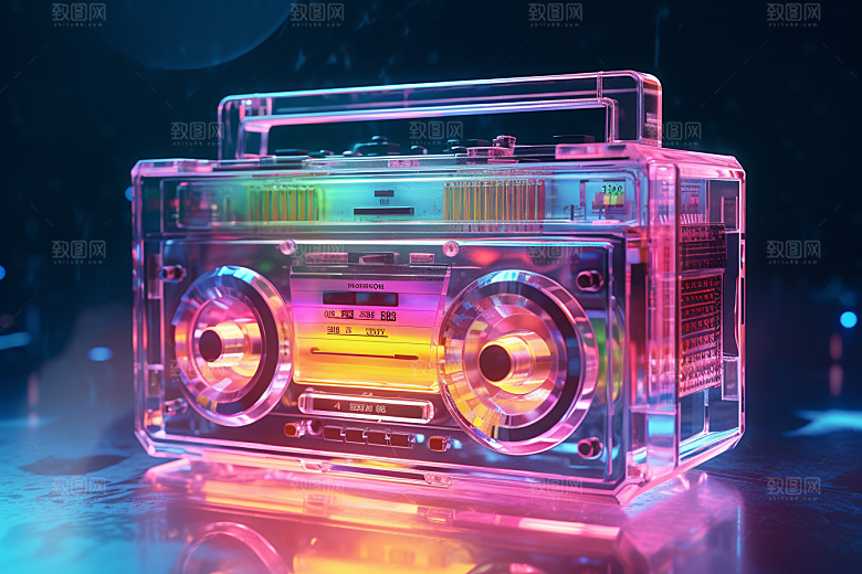 透明光效收音机音乐节透明塑料模型