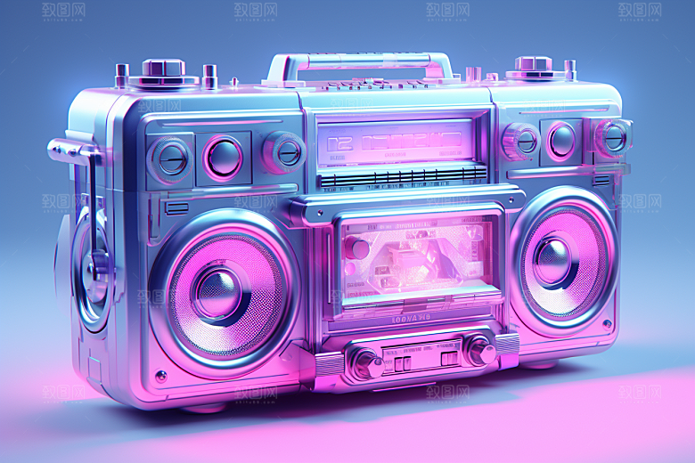 透明光效收音机录音机彩色模型