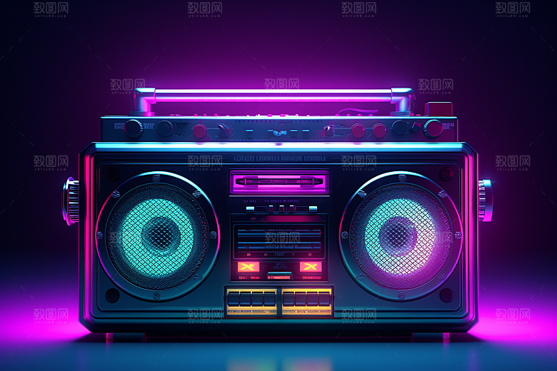 透明光效收音机音乐节时尚模型