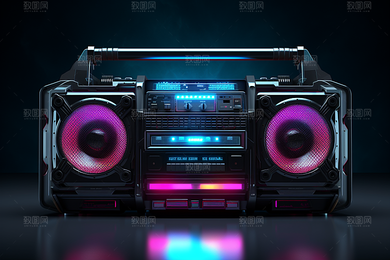 透明光效收音机录音机音乐节模型